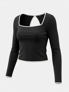 long sleeve crop top with open back